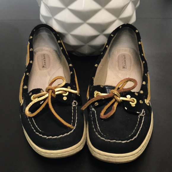 Sperry Shoes - Sperry Top Sider Black & Gold loafers Size 7.5M